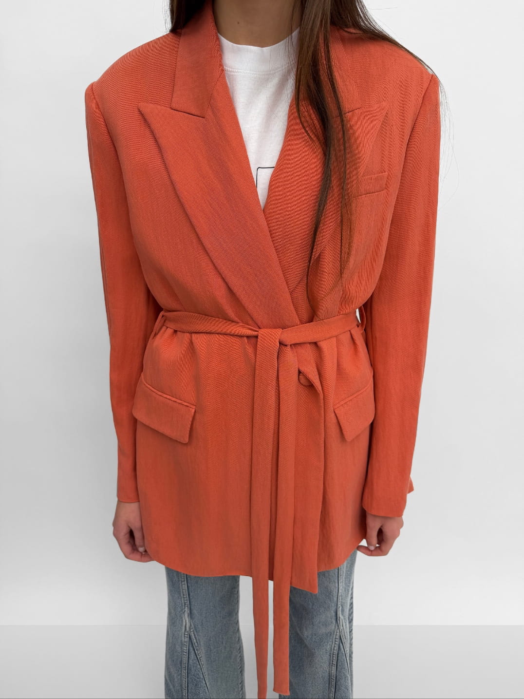 THE STAND TENCEL OVERSIZED BLAZER, bleached red - Image 3