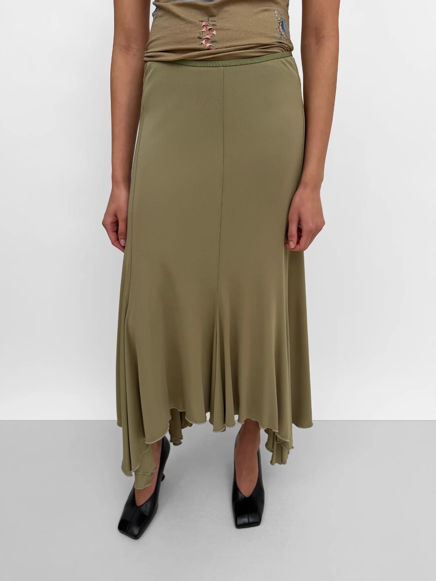 THE SASHA BIAS CUT TRICOT SKIRT, aloe green - Image 2