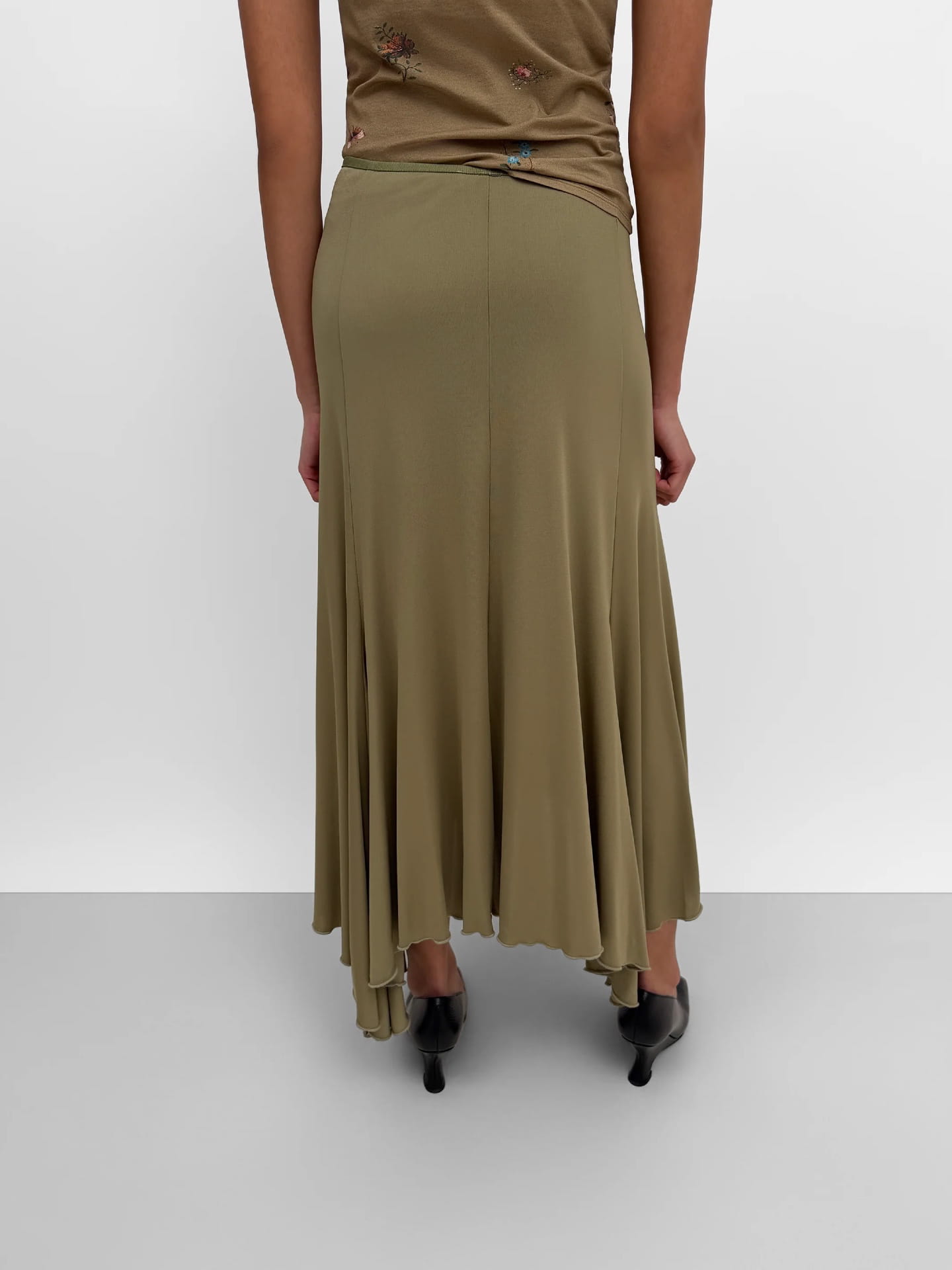 THE SASHA BIAS CUT TRICOT SKIRT, aloe green - Image 3