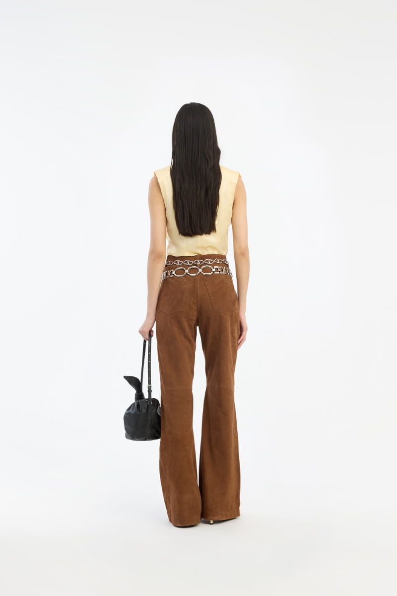 SUEDE HIGHWAISTED PANTS, brown - Image 2