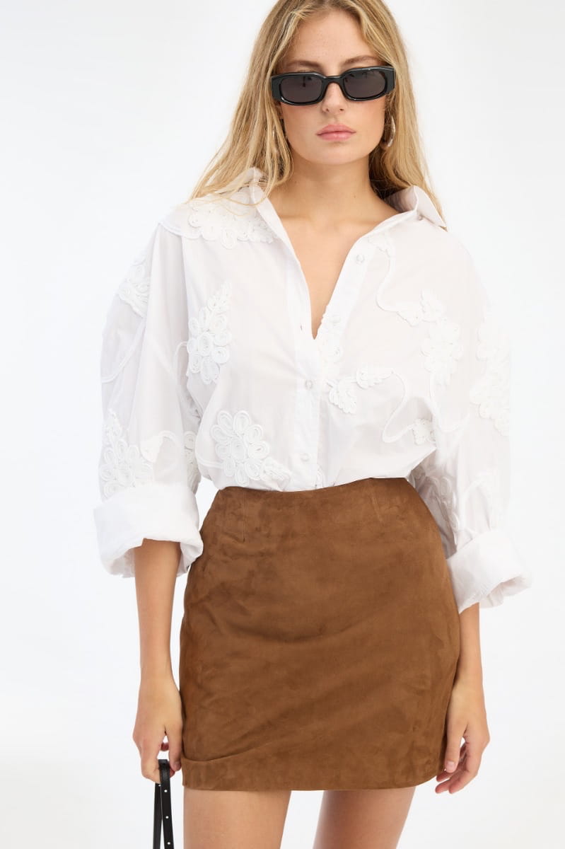 SUEDE MINI SKIRT, brown - Image 2